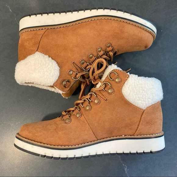 Sonoma sz 7 chestnut faux suede faux fur cuff booties - Picture 10 of 16